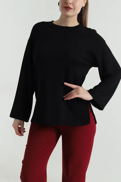Siyah Likralı Modal Kadın Bluz 495965