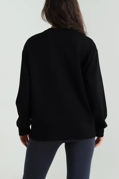 Siyah Likralı Modal Kadın Sweat 498043