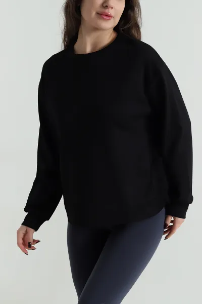 Siyah Likralı Modal Kadın Sweat 498043
