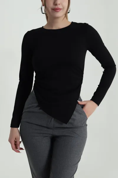 Siyah Likralı Oysho Kadın Bluz 485704