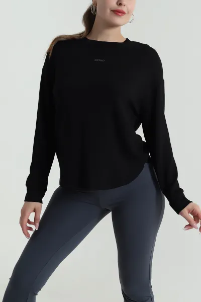 Siyah Likralı Oysho Kadın Sweat 486378