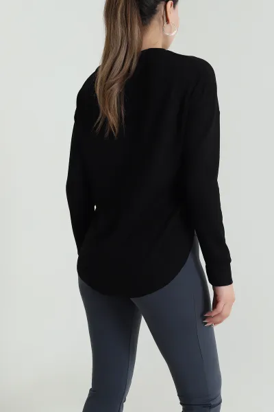 Siyah Likralı Oysho Kadın Sweat 486378
