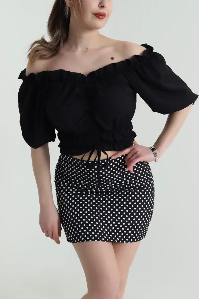 Siyah Madonna Yaka Jesica Kadın Bluz 459123