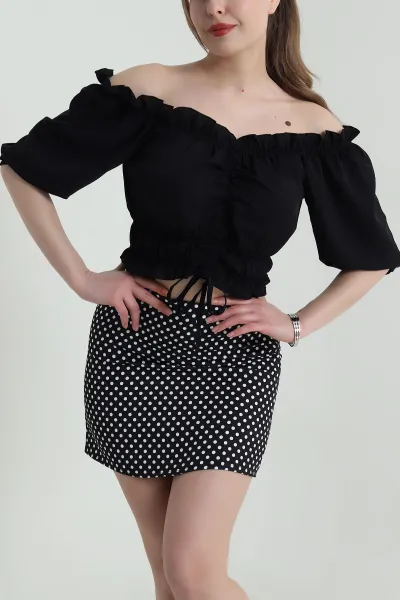 Siyah Madonna Yaka Jesica Kadın Bluz 459123