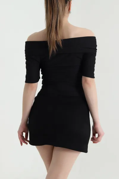 Siyah Madonna Yaka Ottoman Kadın Bluz 448788