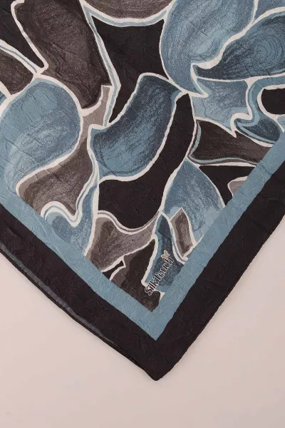 Siyah-Mavi 98X98 Cm Desenli Dijital Kraş Eşarp 444478