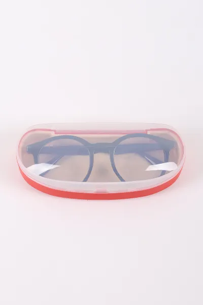 Siyah Mavi Işık Filtreli  Oval  Kalın Çerçeveli Kutulu  Unisex Şeffaf  Gözlük   445263