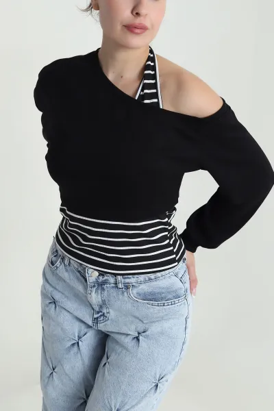 Siyah Modal Atlet Bluz Kadın İkili Takım 484992
