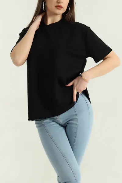 Siyah Modal Kumaş Tişört 337031