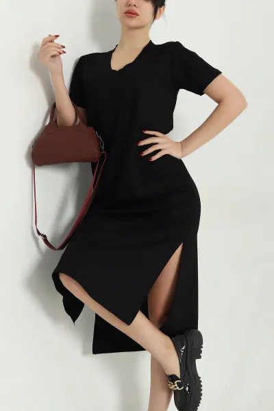 Siyah Modal V Yaka Elbise 338574