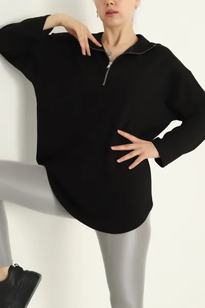 siyah-modal-yarim-fermuarli-sweat-tunik-292502