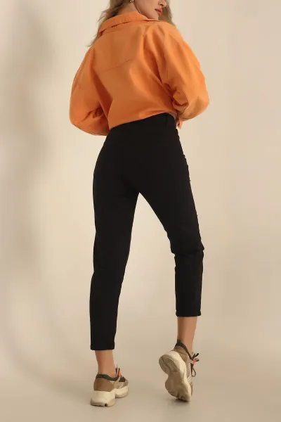 Siyah Mom Bayan Kot Pantolon 229239