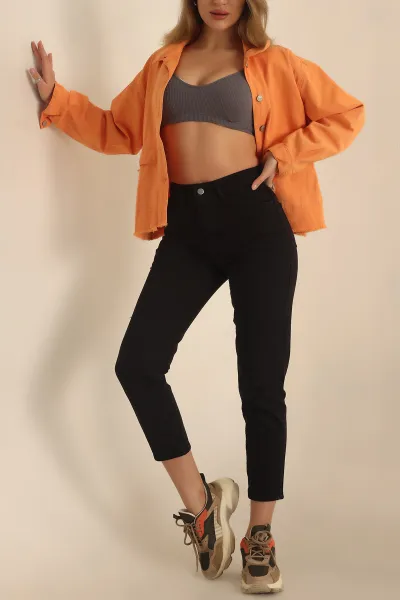 Siyah Mom Bayan Kot Pantolon 229239