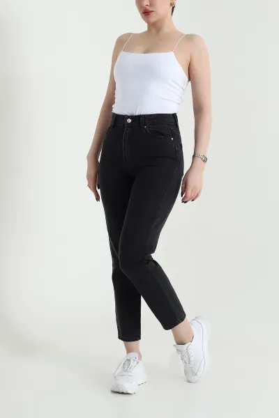 Siyah Mom Kadın Kot Pantolon 451521