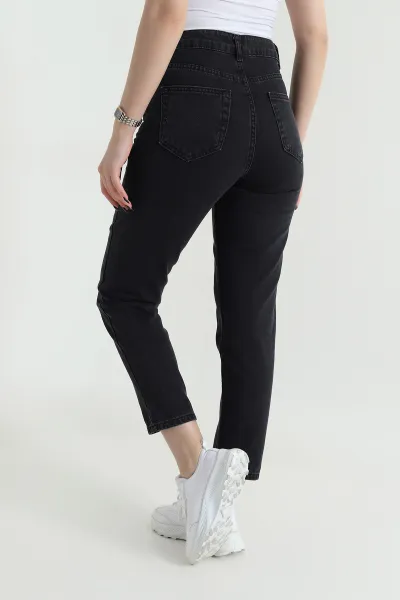 Siyah Mom Kadın Kot Pantolon 451521