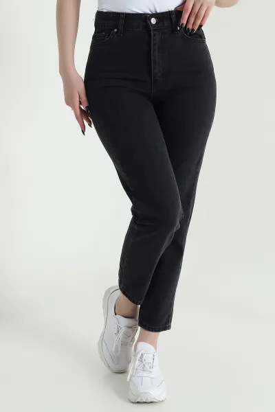 Siyah Mom Kadın Kot Pantolon 451521