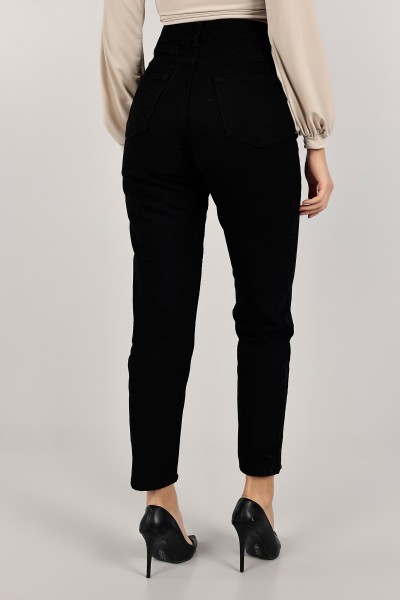 Siyah Mom Kot Pantolon 142758