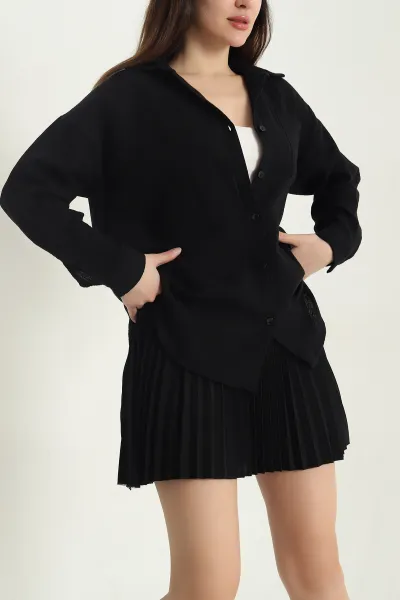 siyah-muslin-tek-cep-kadin-gomlek-345195
