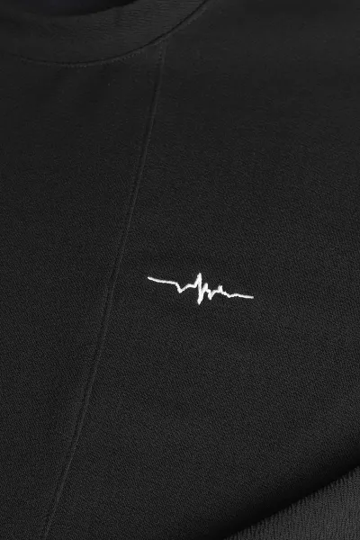 Siyah Nakış Detaylı Bisiklet Yaka Erkek Sweatshirt 396255
