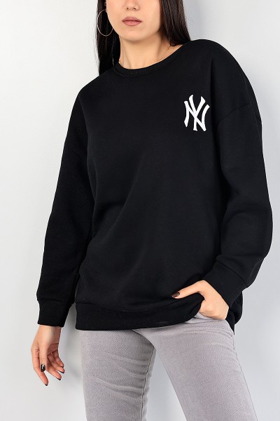 Siyah Nakışlı Bayan Şardonlu Sweat 84994