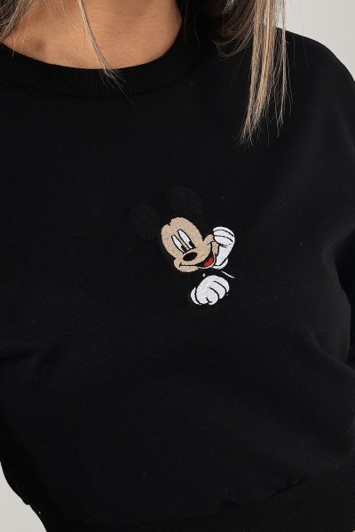Siyah Nakışlı İki İp Sweat 132759