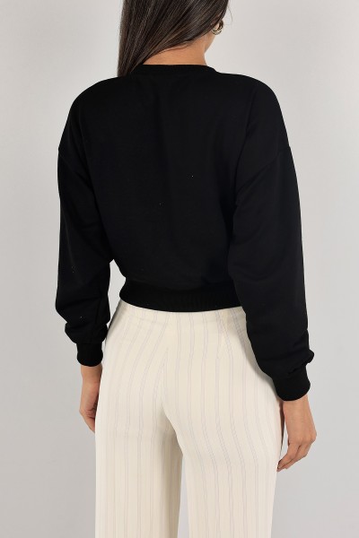 Siyah Nakışlı İki İp Sweat 132759