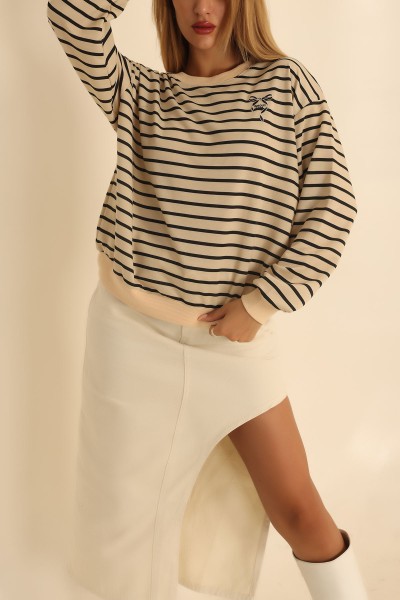 Siyah Nakışlı İki İp Sweat 201595