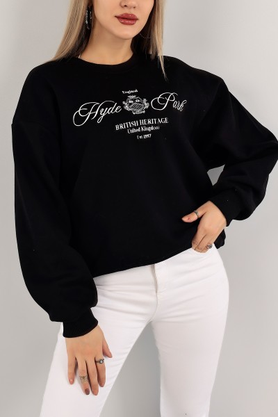Siyah Nakışlı Şardonlu Bayan Sweat 140507