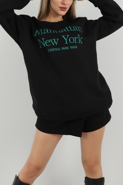 Siyah Nakışlı Şardonlu Bayan Sweat 149181