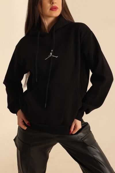 Siyah Nakışlı Şardonlu Bayan Sweat 215295