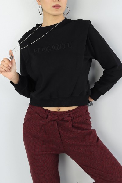 Siyah Nakışlı Şardonlu Bayan Sweat 53576