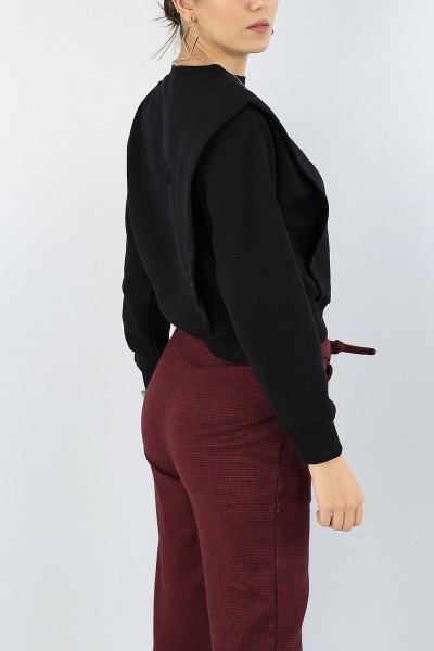 Siyah Nakışlı Şardonlu Bayan Sweat 53576