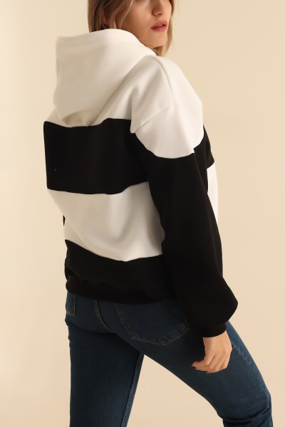 Siyah Nakışlı Şardonlu Owersize Sweat 216699