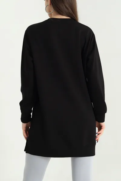 Siyah Nakışlı Taş Detaylı Oysho Kumaş Tunik 337858