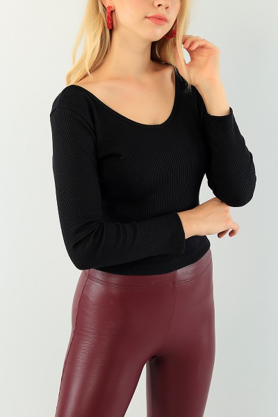 Siyah Ön Arka V Yaka Bluz 75029