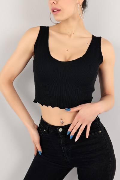 Siyah Ön Arka V Yaka Crop 109971