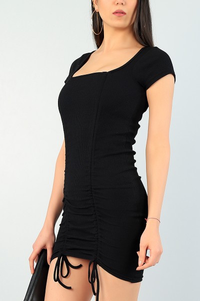 siyah-on-buzgulu-fitilli-elbise-62734