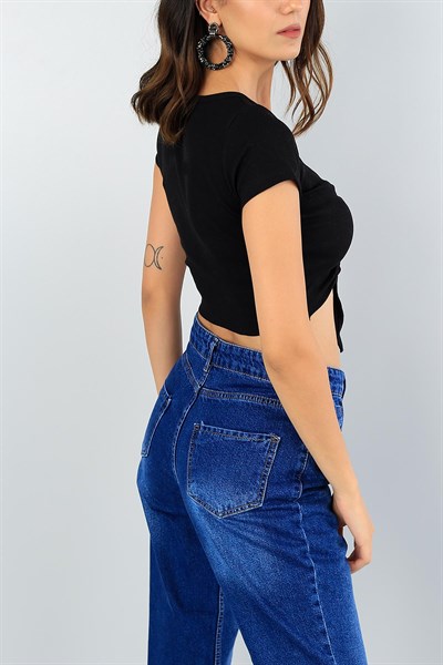 Siyah Önü Büzgülü Detay Crop 39771