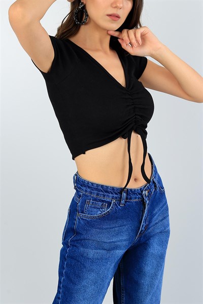 Siyah Önü Büzgülü Detay Crop 39771