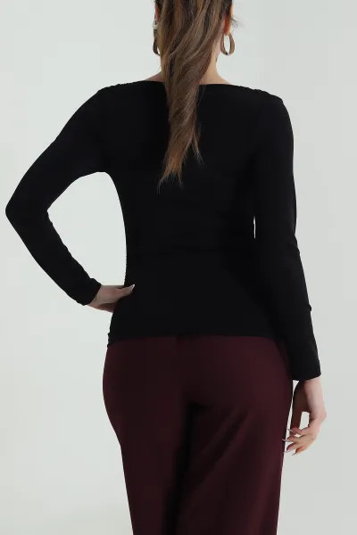 Siyah Önü Dökümlü Sandy Kadın Bluz 486970