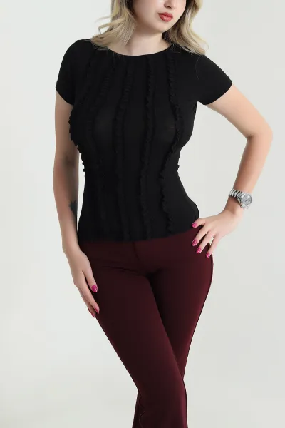 Siyah Önü Fırfırlı Buzzy Kadın Bluz 463167