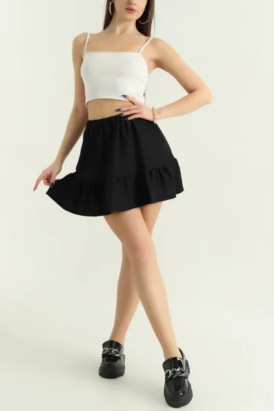 Siyah Örme Kumaş Beli Lastikli Etek 337128