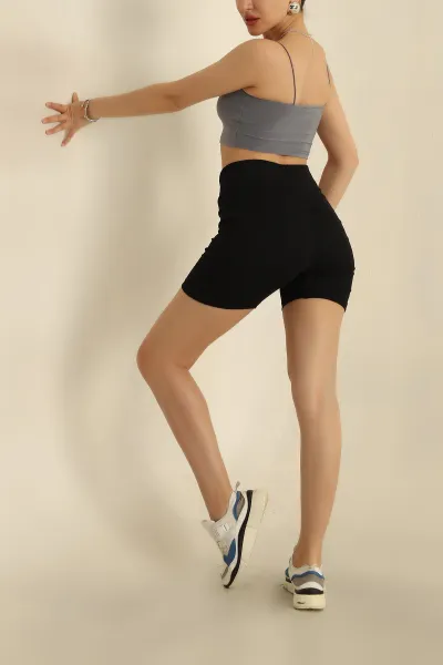 Siyah Örme Likralı Şort Tayt 273859