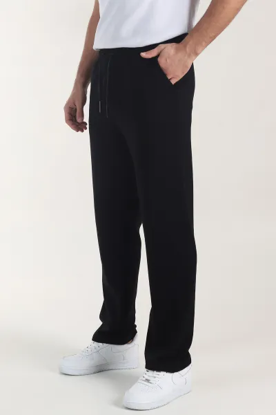 Siyah Osyho Kumaş Şardonlu Baggy Erkek Pantolon 407671