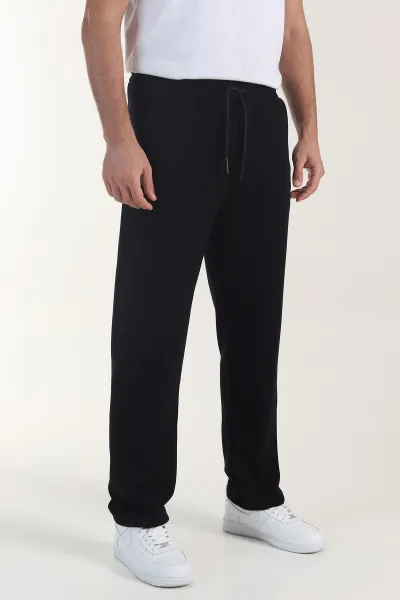 Siyah Osyho Kumaş Şardonlu Baggy Erkek Pantolon 407671