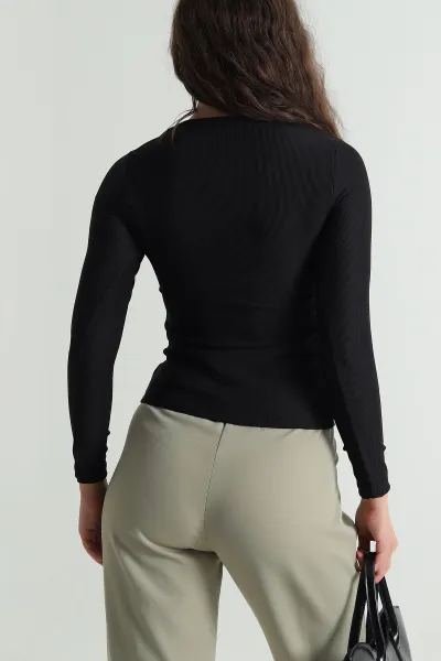 Siyah Ottoman Kadın Bluz 489074