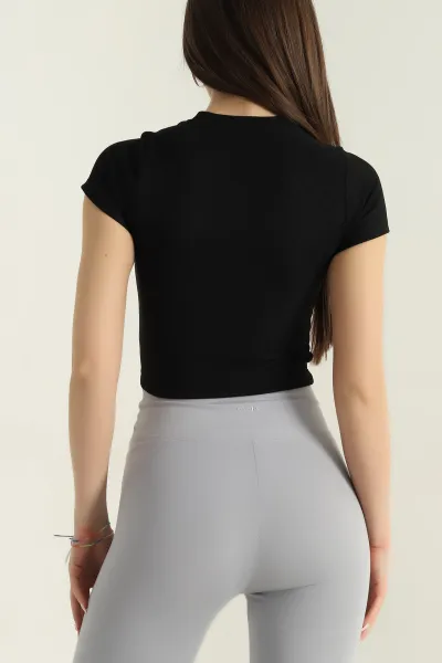 Siyah Ottoman Likralı Nakışlı Kadın Bluz 349563