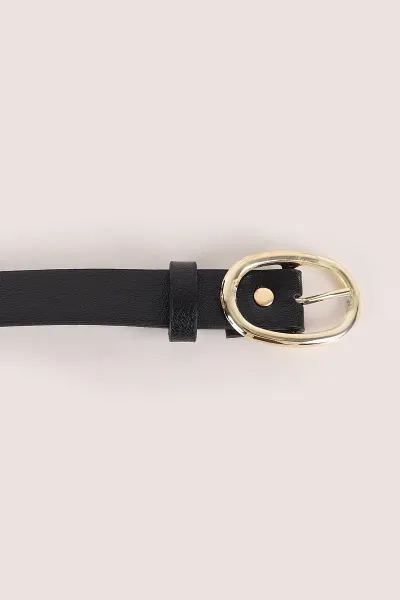 Siyah Oval Gold Tokalı Kadın Kemer 338264