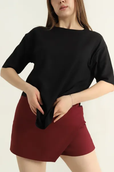 Siyah Oval Kesim Kadın Bluz 347095