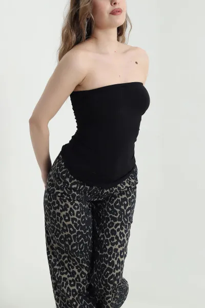 Siyah Oval Kesim Sandy Kadın Bluz 449029
